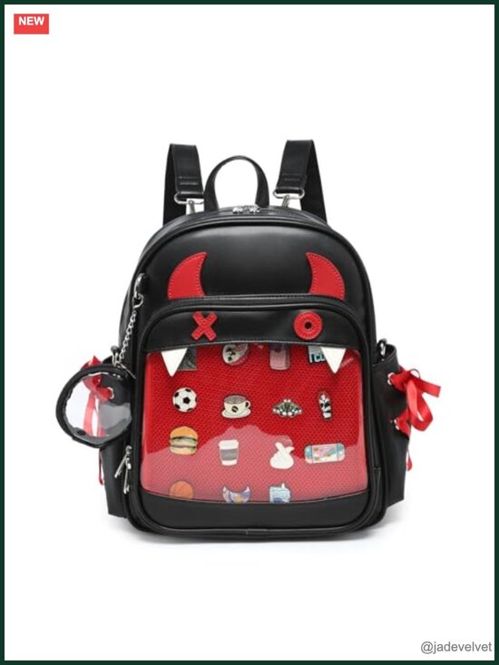 PU Leather Ita Backpack Crossbody Bag Pin Display Window Halloween Gothic main image 4